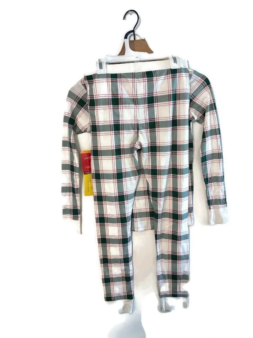NWT Wondershop White & Green Plaid Kids long Sleeve Pajama Set Boy’s size Large